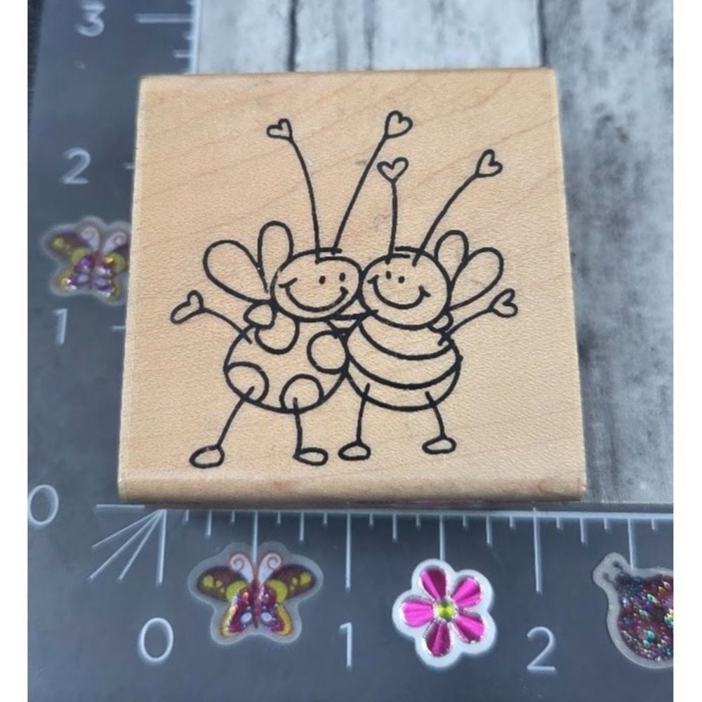 Stampendous Bee Buddies Bee Happy 2007 Rubber Stamp Wood #i8